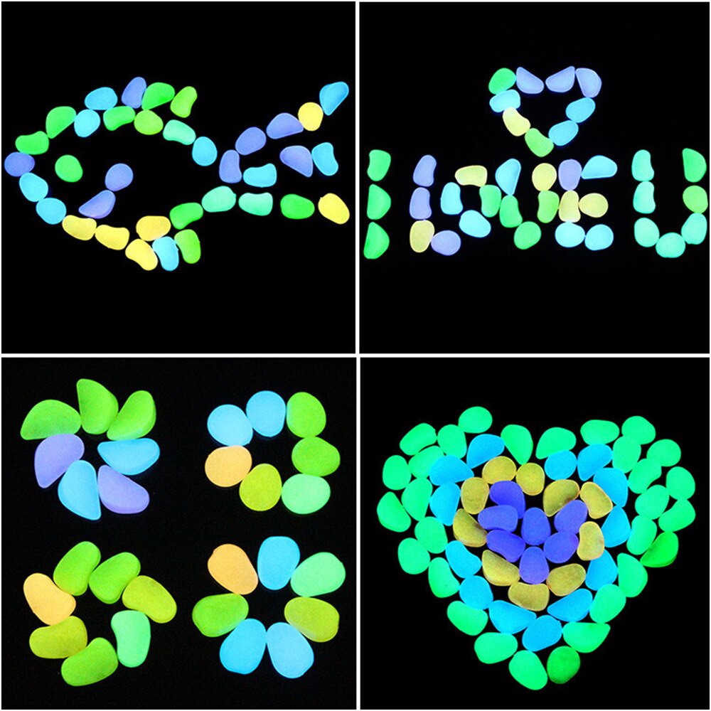 10Pcs/Set Luminous Stones Decorative Pebbles Exquisite Polished Stone for Garden Walkways Aquarium Fish Tank Dark Light Stones Y