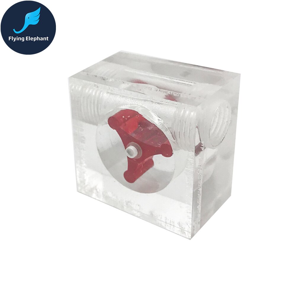 Water Flow Indicator Transparent Acrylic Blue,Green,Red leaf Flow Meter For Computer Cooling G1/4'': Square Red 2
