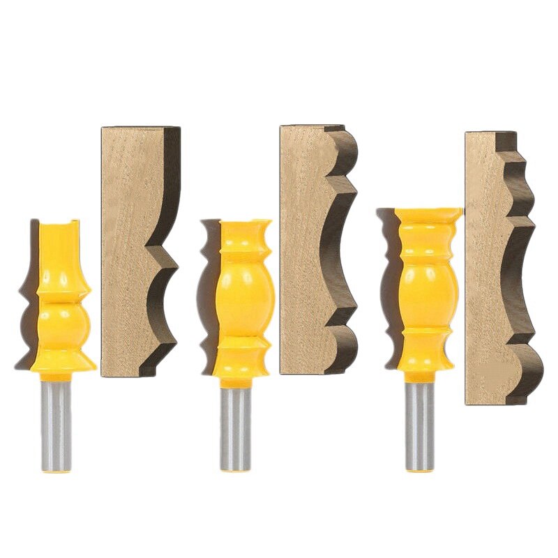 3 Pcs 1/2 Inch Shank Crown Molding Router Bit Raised Panel Wood Milling Cutter Set Rail & Stile Woodworking Miter
