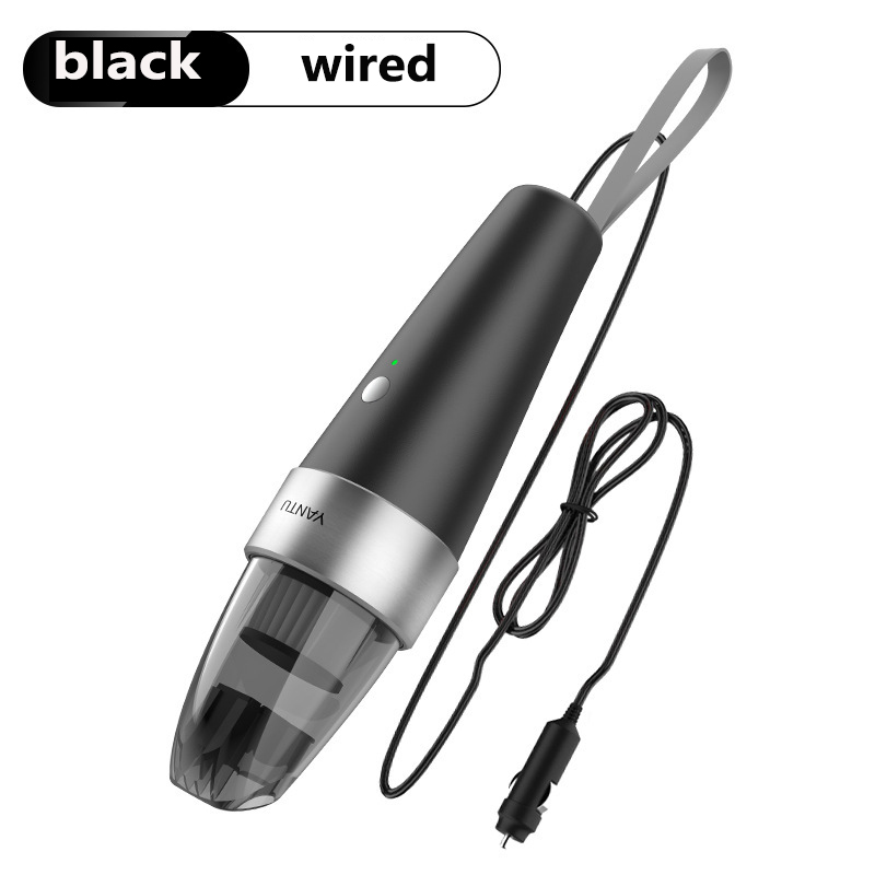 Mini Wireless Car Vacuum Cleaner Portable Mini Small Handheld Auto Interior Vaccum Cleaner Cordless Dust Car Aspirador Hoover: Black cable