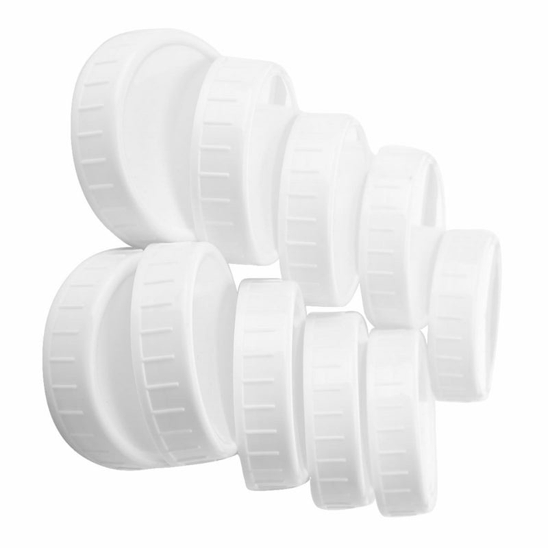 20Pcs Plastic Storage Caps Lids Ribbed For Standard Regular Mouth Mason Jar Bottle, 86Mm &amp; 70Mm