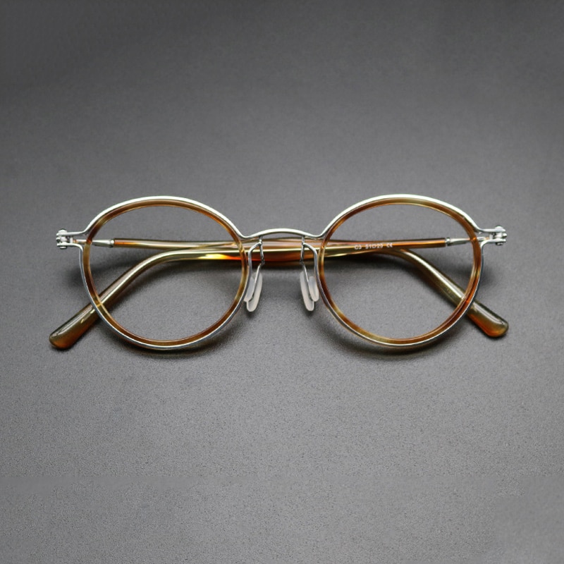 Vintage Titanium Brillen Frame Mannen Ronde Bijziendheid Bril Vrouwen Retro Optische Luxe Brilmontuur Brillen: Style2 T3