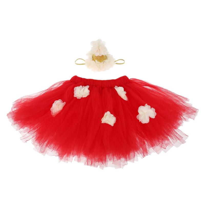 Jupe Tutu de danse florale pour filles | 2 pièces, accessoires de photographie, bandeau, pour bébés filles