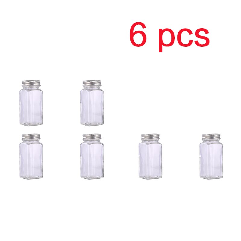 Kitchen glass seasoning bottle sprinkling seasoning jar seasoning box salt shaker moisture-proof seasoning bottle: 6pcs