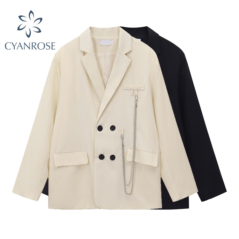 Casual damesjassen met dubbele rij knopen herfst winter vintage lange mouwen zakken dameskleding chique tops