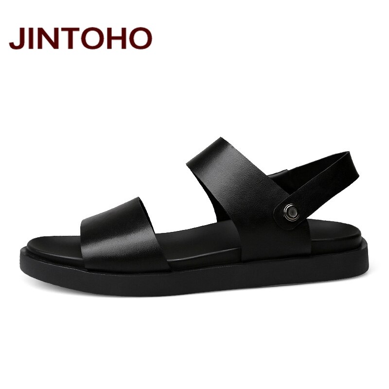 JINTOHO Mannen Sandalen Mannen Lederen Sandalen Zomer Strand Mannen Schoenen Lederen Slippers Voor Mannen Slides