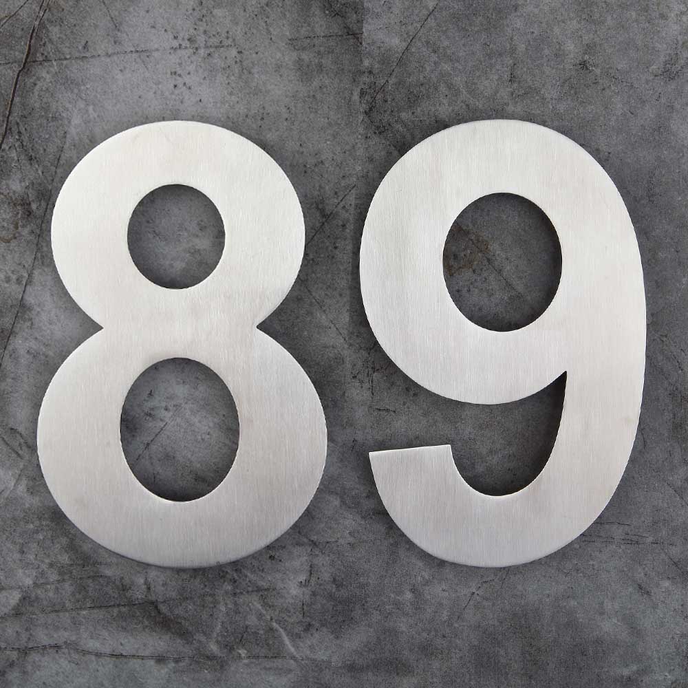 10 Inch Extra Large Floating House Numbers Door Sign Mounted, Stainless Steel 18-8 Brushed Nickel