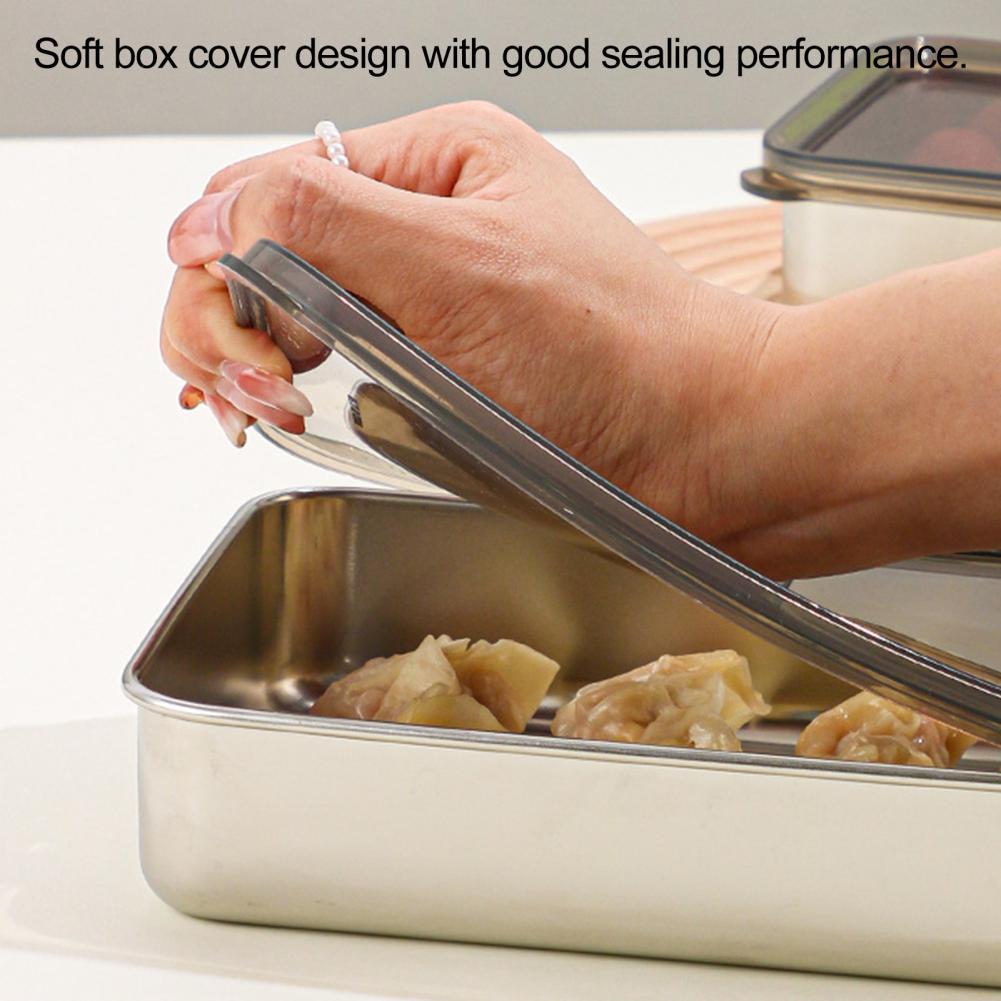 Refrigerator Stainless Steel Cheese Container Elevated Base Fridge Deli Meat Storage Box Kitchen Food Storage Container