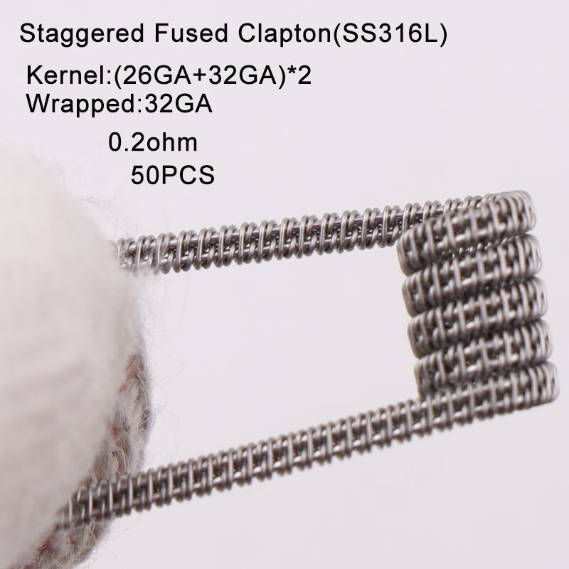 XFKM NI80 50 stks/pak Giant juggernaut coils Seper juggernaut Clapton coil Alien taiji super Clapton Verwarming Weerstand rda coil: stagg-fu-316-50