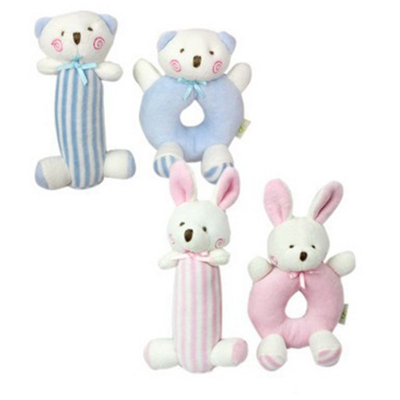 Baby Rattle Plush Soft Toys Newborn Crib Toy Blue bear newborn toys