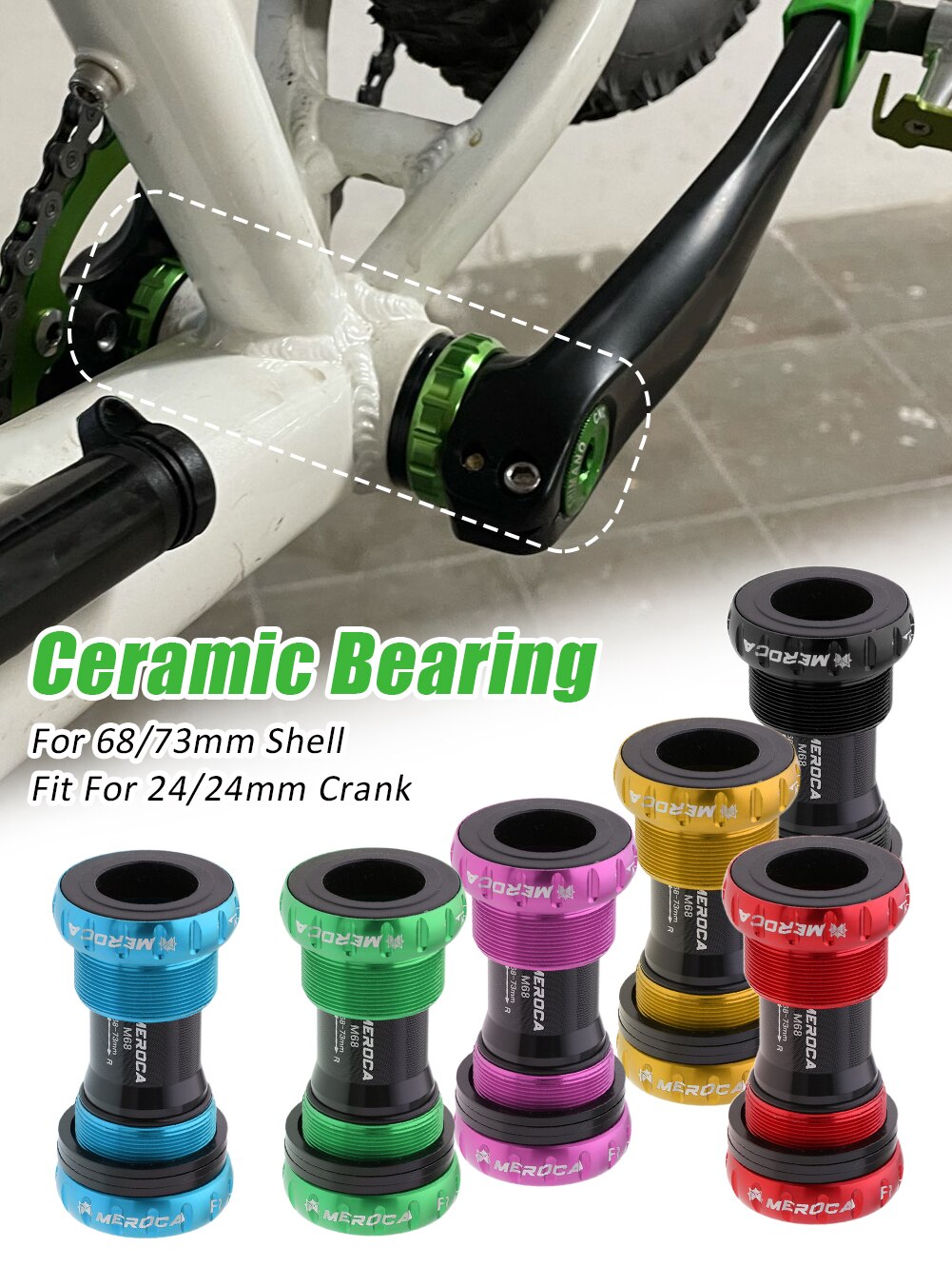 Bike Press Fit Bottom bracket Sealed Bearing Thread Type 68 73mm BSA Shell 24mm Crankset AxisRoad Mountain Bike Bottom bracket