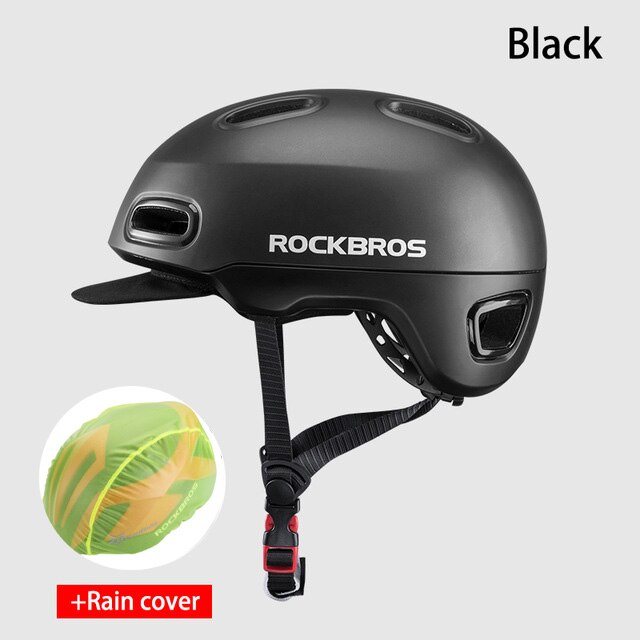 Rockbros Ultralight Stad Fietshelm Mannen Vrouwen Integraal Gegoten Motocycle Elektrische Fiets Veiligheid Hoed Racefiets Fietshelm: WT-09BK rain cover