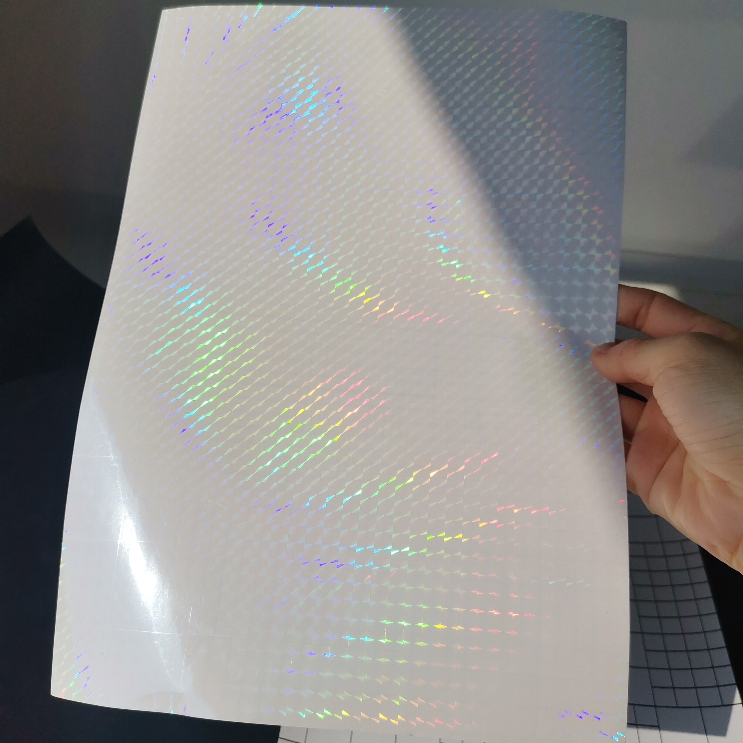 Holographicy Foil Adhesive Tape Back Grid Transparent Stamping On Paper Plastic 50 Sheets 210X297 MM Package Color Card