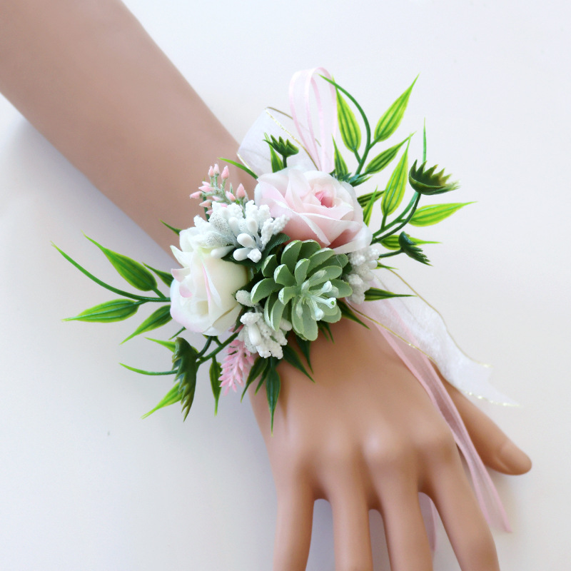 Beauté fraîche mariage rose poignet Corsages main fleur artificielle mariées demoiselle d'honneur poignet fleurs meilleurs hommes boutonnière ZHF02: Corsages