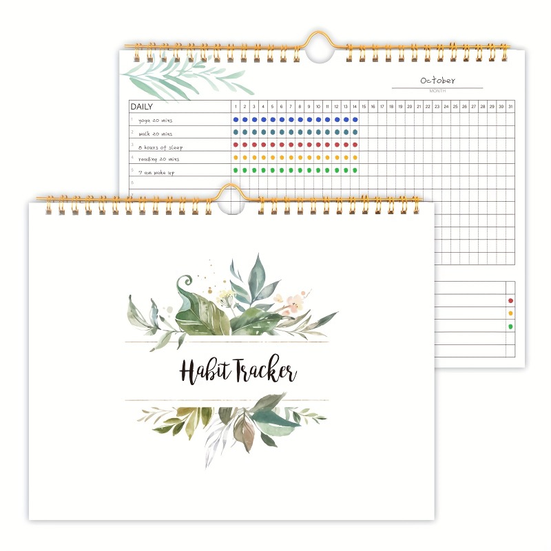 1pc Habit Tracker Calendar To Do List Planner Spiral Bound Daily Weekly And Monthly Habit Tracker Journal And Goal Board12 Pages: WHITE