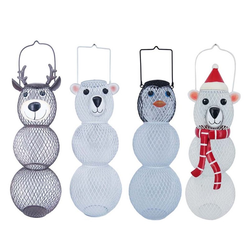 Steel Wire Bird Feeder Outdoor Balcony Hanging Feeder Wrought Iron Deer Snowman Bear Shape Crafts Ornaments Pet
