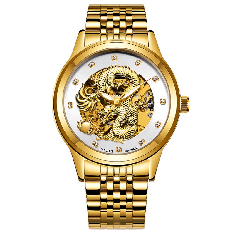 Carotif automatische mechanische horloges voor heren, waterdicht, draak