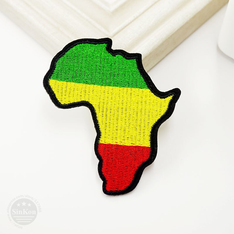 Afrika (Size: 7.0x8.2 cm) DIY Ijzer Op Patch Naaien Op Geborduurde Applique Naaien Kleding Cartoon kledingstuk Kleding Accessoires