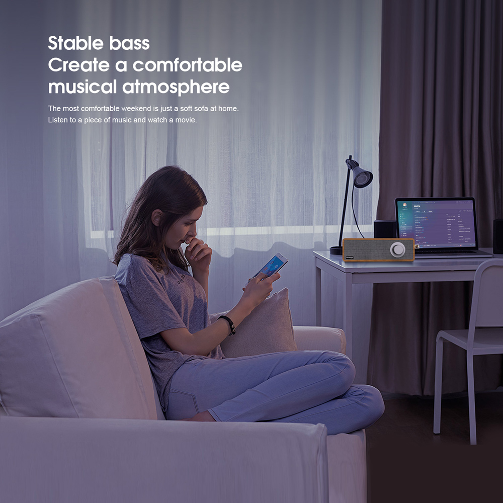 1500Mah Speaker Versterker Studio Monitor Speaker Bluetooth Headset Luidspreker Met Subwoofer Sl-50 Houten Draadloze Bluetooth Retro