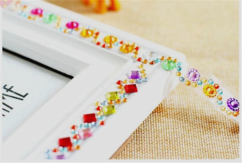 Happyxuan 4pcs/lot Crystal Diamond Stickers Tape Sheets DIY Hand Craft Materials Scrapbook Album Photo frame Decoration