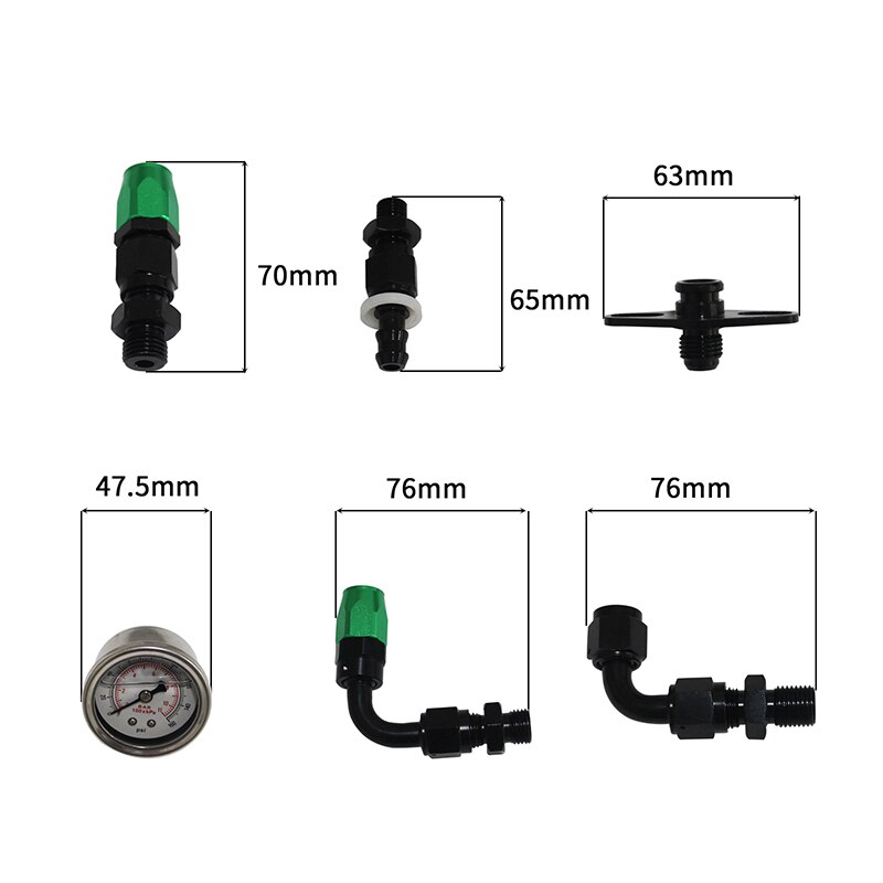 Universal Adjustable Fuel Pressure Regulator Oil 100psi Gauge AN 6 Fitting End-Black