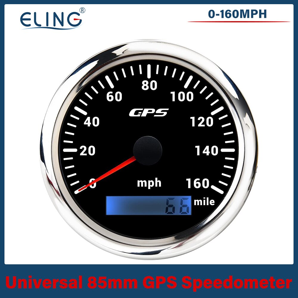 Velocímetro universal 30/60/120/200 km/h 30/60/80/120/160/200mph de eling de 85mm gps com luz de fundo de 7 cores da antena de gps para o carro do barco
