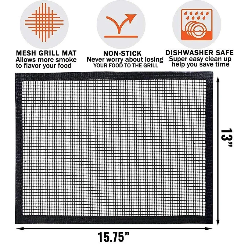 Feuille de cuisson pour barbecue, grille de gril antiarina, polymères de maille pour barbecue, brosse de cuisine, doublure de gril, tapis de filet à kebab extérieur