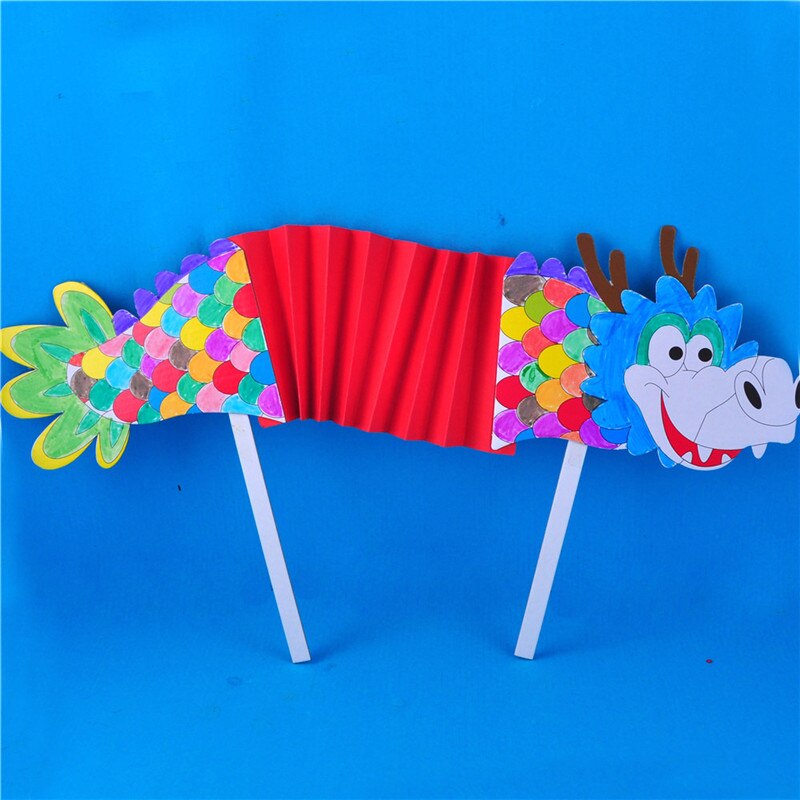 Handgemachte Diy tanzen Drachen Kindergarten Handwerk Spielzeug Für freundlicher Manuelle Diy Materialien Kreative Kind Spielzeug Chinesische Neue Jahr Dekor: Blau