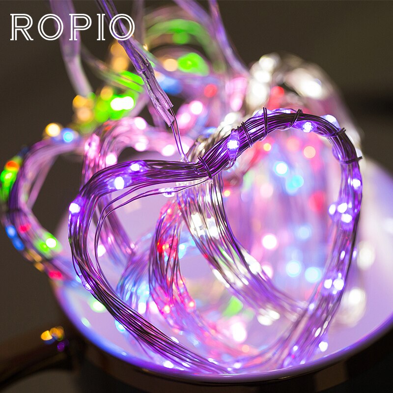 ROPIO 2M/5M LED Copper String Lights AA Battery Operated LED String Fairy Lights Christmas Wedding Party Decoration