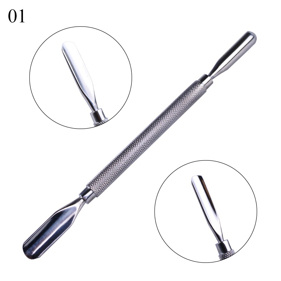1pc Stainless Steel Cuticle Pusher Spoon Double Sided Nail Art Trimmer Dead Skin Cutter Manicure Pedicure Nail Care Tools LY1-9