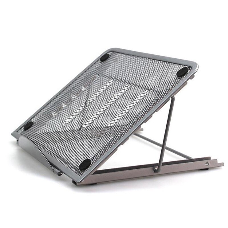 Shellnail Adjustable Laptop Stand Folding Cool Mesh Bracket Desktop Office Tablet For iPad Heat Reduction Holder Mount Support: Silver