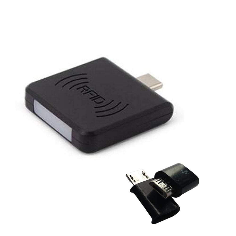 Tablette RFID IC/lecteur de carte ID, R65 13.56 successifs Z/125 SHIRT Z pour puce TK4100 EM4100 mini type-c/micro interface pour téléphone mobile Android: Black