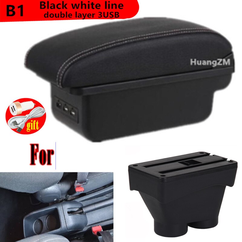 Voor Peugeot 208 Armsteun Doos Peugeot 208 Universele Auto Centrale Armsteun Opbergdoos Modificatie Accessoires: B Black white line