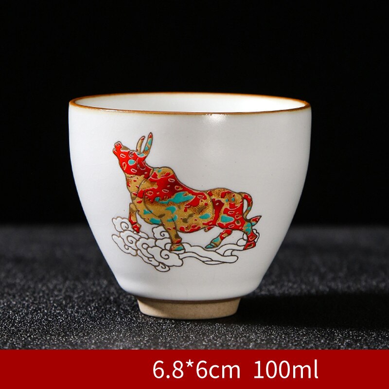 Taza de té China pintada a mano, juego de cerámica hecho a mano, taza maestra, tazón de té, taza individual portátil Personal, 4 piezas: I
