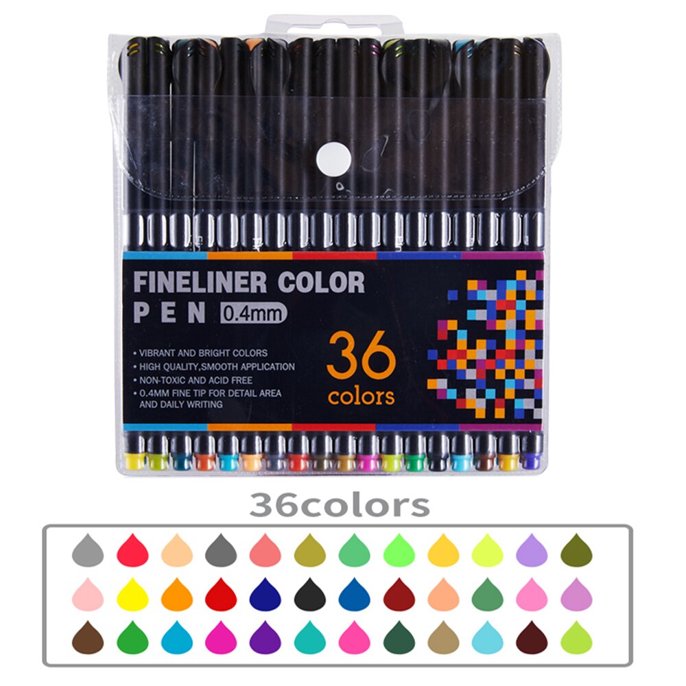 Stylo à pointe en feutre 12/60/100 couleurs, marqueur d'art pour dessin, peinture, ensemble de pinceaux de coloriage à l'eau, ensemble de stylos à double pointe pour l'école: GX-36 color