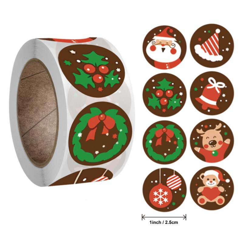 500 stuks kerststicker verpakkingsetiket pot envelop zegel goudfolie 1 inch feestgunsten: R