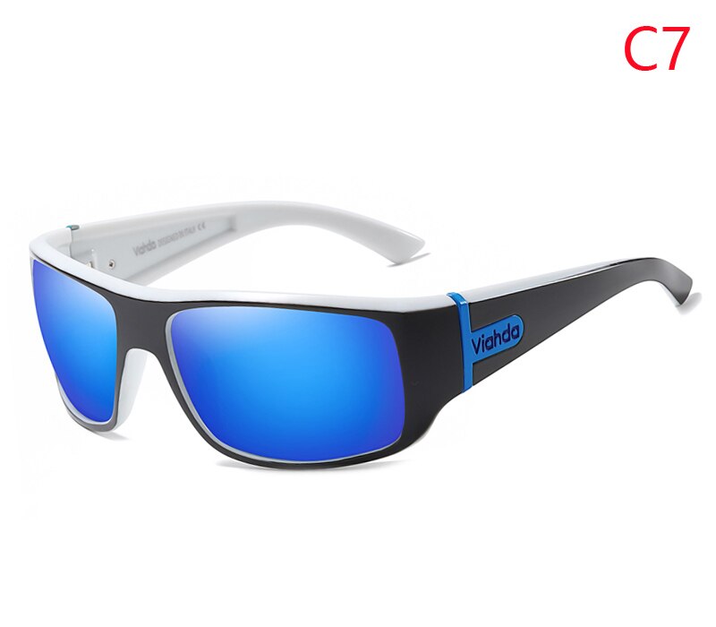 Viahda mænd klassiske polariserede solbriller mandlige sportsfisker nuancer briller  uv400 beskyttelse: C7