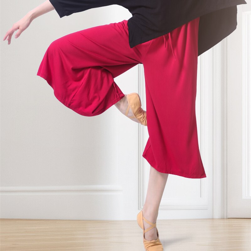 Calça feminina elástica para dança, pernas largas para yoga, dança, fitness, yoga, dança, fitness