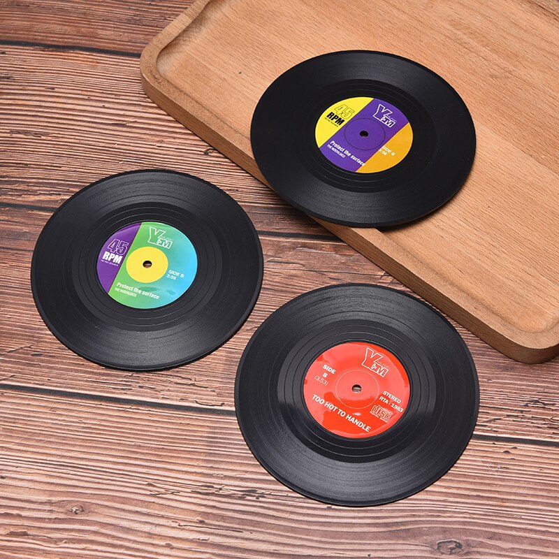 2/4/6Pcs Retro Vinyl Onderzetters Drankjes Tafel Cup Mat Cd Record Spinning Matten Tafel Decoratie Keuken tools Home Decor