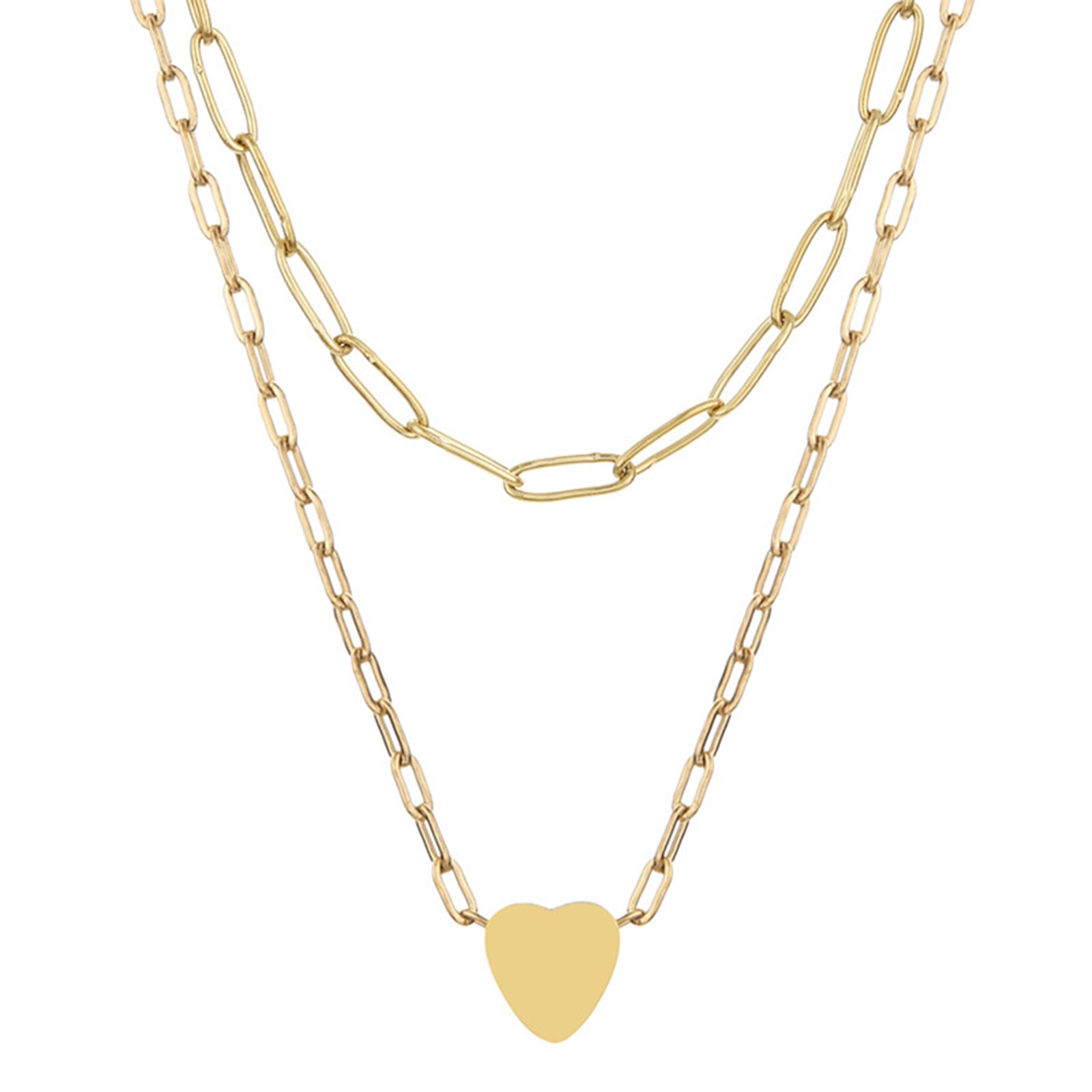Punk Stijl Rvs Ketting Goud Kleur Papier Clip Hart Multilayer Vrouwen Party Club Kettingen Choker Ketting Sieraden, 1Pc: 5