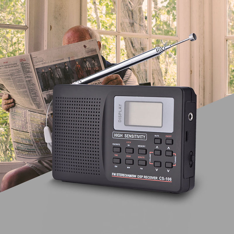 Portable Digital World Full Band Radio Receiver AM/FM/SW/MW/LW Radio with External Antenna EM88