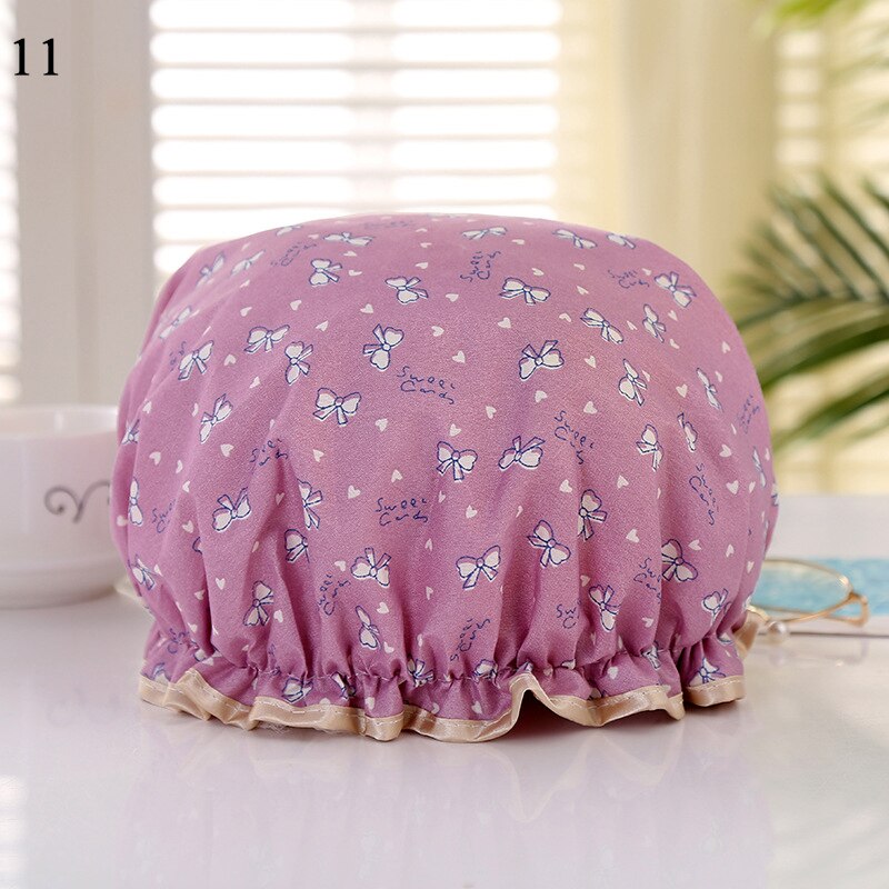 Shower Cap Bathing Waterproof Cap Cute print Daisy Flamingo Anti-smoke Cap Comfortable Bath Hats Bathroom Accessories Hair Cover: 11