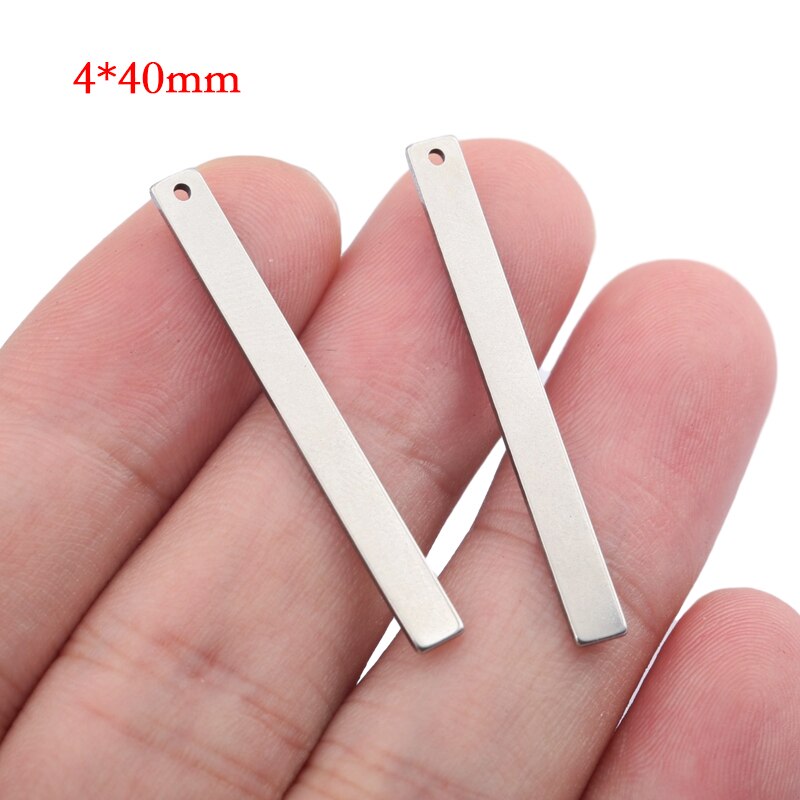 20 stuks roestvrijstalen rechthoekige metalen stempelplaten, labels, platte staafbedels, hangers, doe-het-zelf sieraden, 4 x 40mm 4 x 25mm 9 x 40mm: 440mm