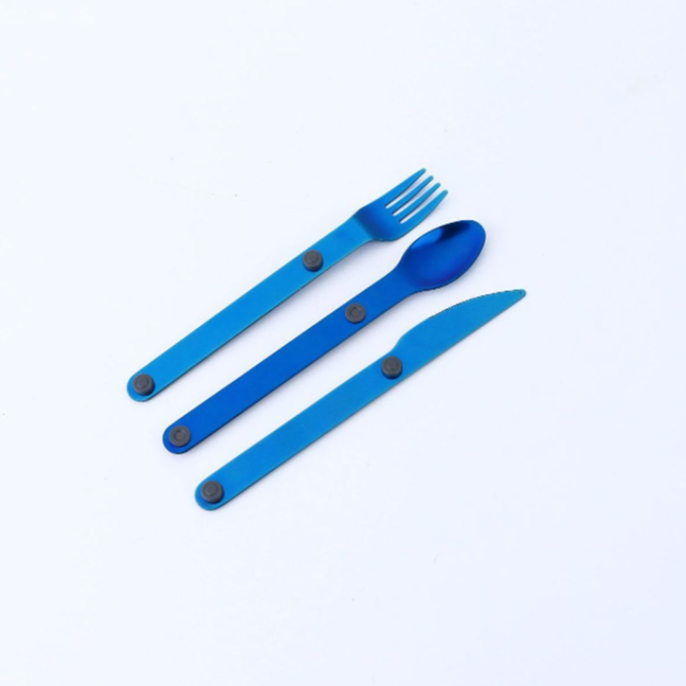 draussen Magware Magnetische Besteck Magnet Verknüpfung Besteck einstellen PortableAluminum legierung Besteck Gabel löffel messer: Blau