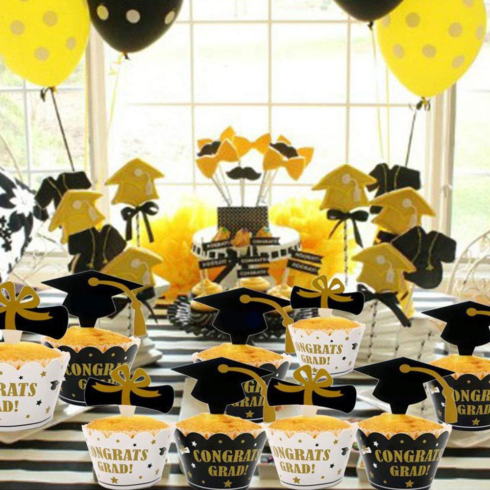 48 Uds. , , para cumpleaños, graduación, graduación, decoración de tartas, suministros para fiestas, cabina, accesorios para insertar tarjetas