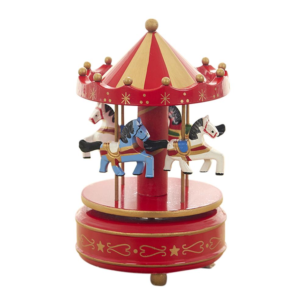 Merry-go-round Music Boxes Geometric Music Baby Room Decoration Unisex Wooden Christmas Horse Carousel Box Home Decor: F