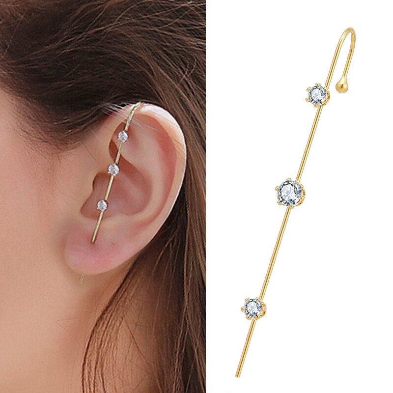 Vkme charm kristal oor klimmer ketting link oorbellen voor dames heren gouden stud manchet oorbellen parel haak oorbel sieraden: 3