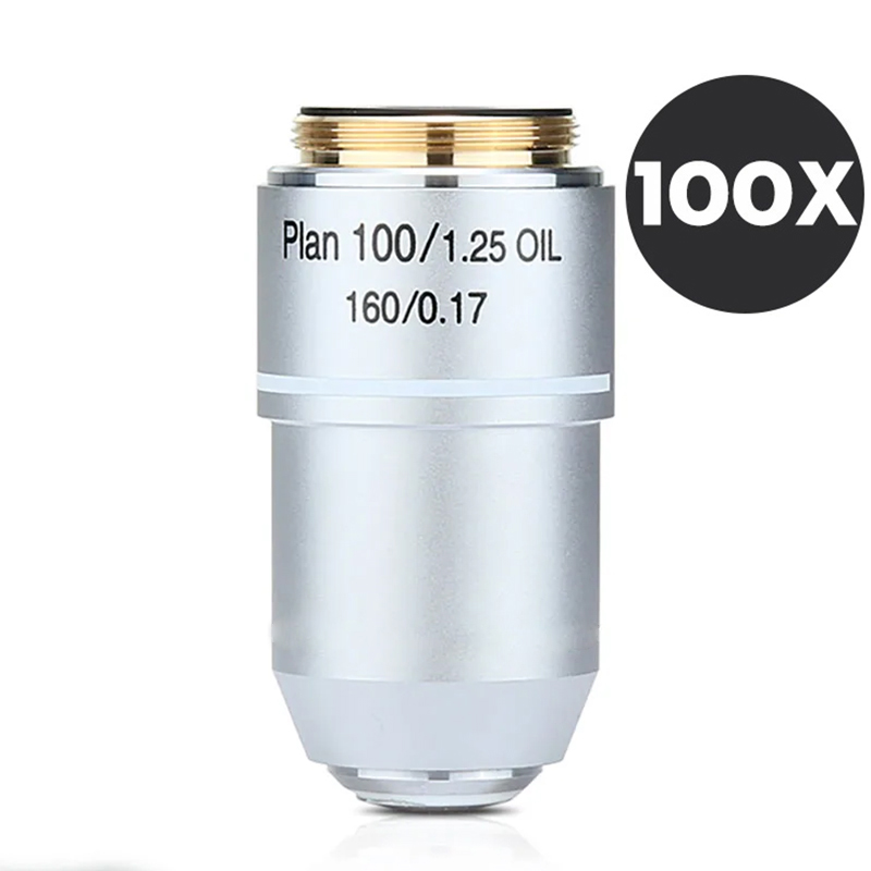 Lente objetivo acromática de Plan de microscopio 4X 10X 20X 40X 100X objetivos de microscopio metalúrgico biológico rosca de 20,2 RMS: Blanco