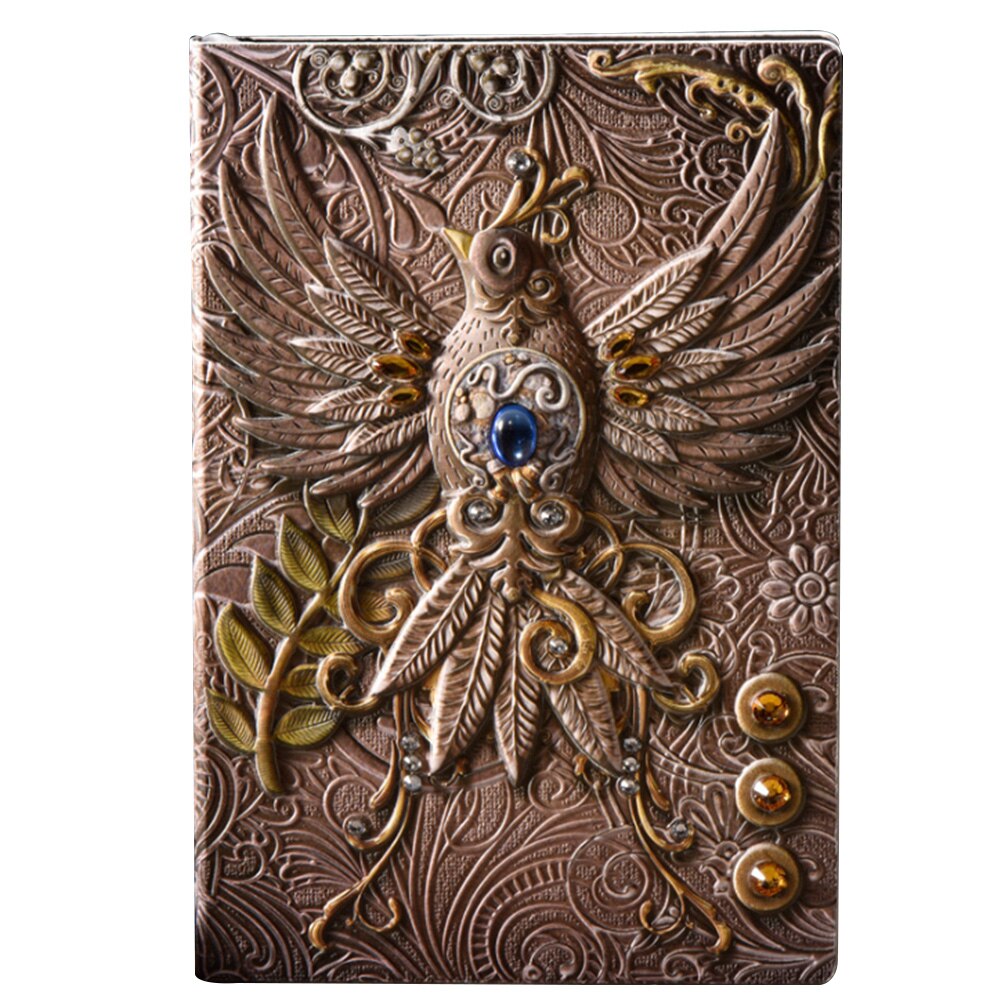 Journal PU Cover School Retro Notebook Handcraft Travel Hardcover Writing Pads Embossed Diary Phoenix Home