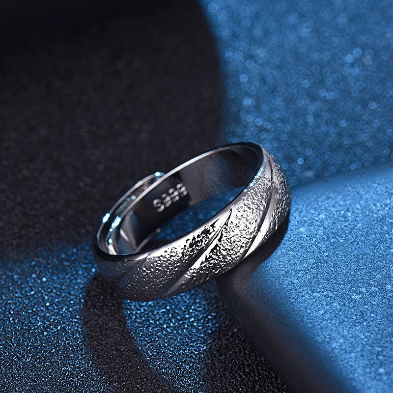 crack engraved Stainless Steel Ring Men Adjustable Simple Opening Classic Rings for Men Rock Engagement Band Jewelry